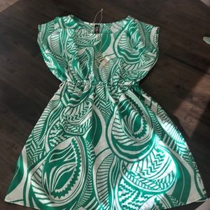 Green and white summer dress